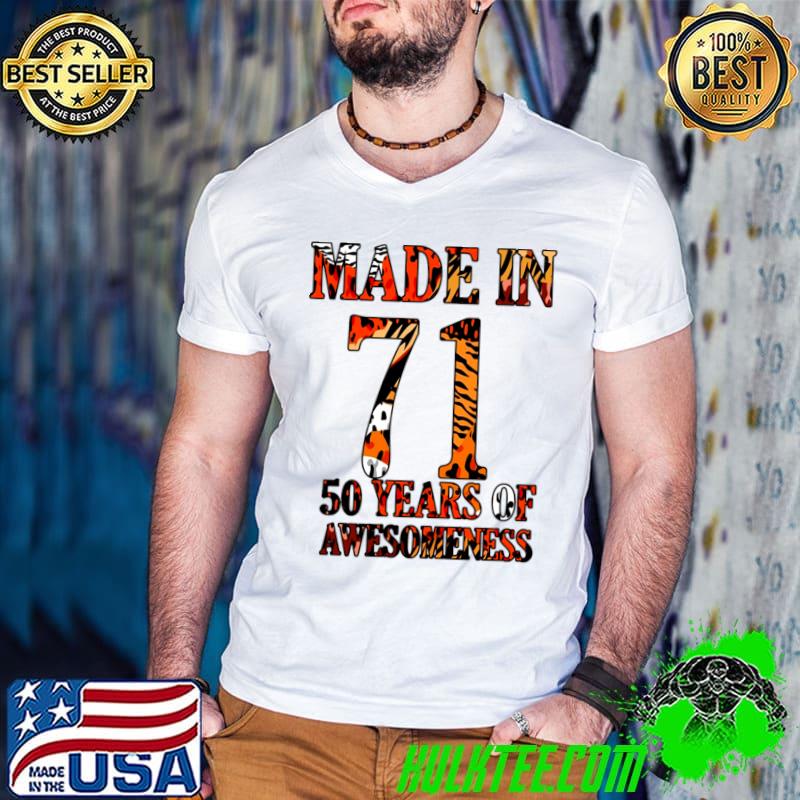 Made In 71 Years Of Awesomeness Leopard 1971 50 Birthday T-Shirt