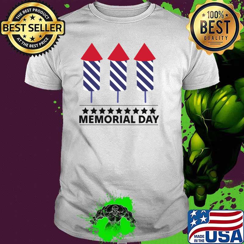Memorial Day Stars Fireworks 4th Of July T-Shirt