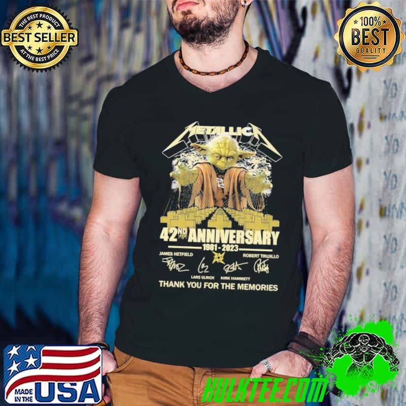 Metallica 42nd anniversary 1981 2023 thank you for the memories signature yoda shirt