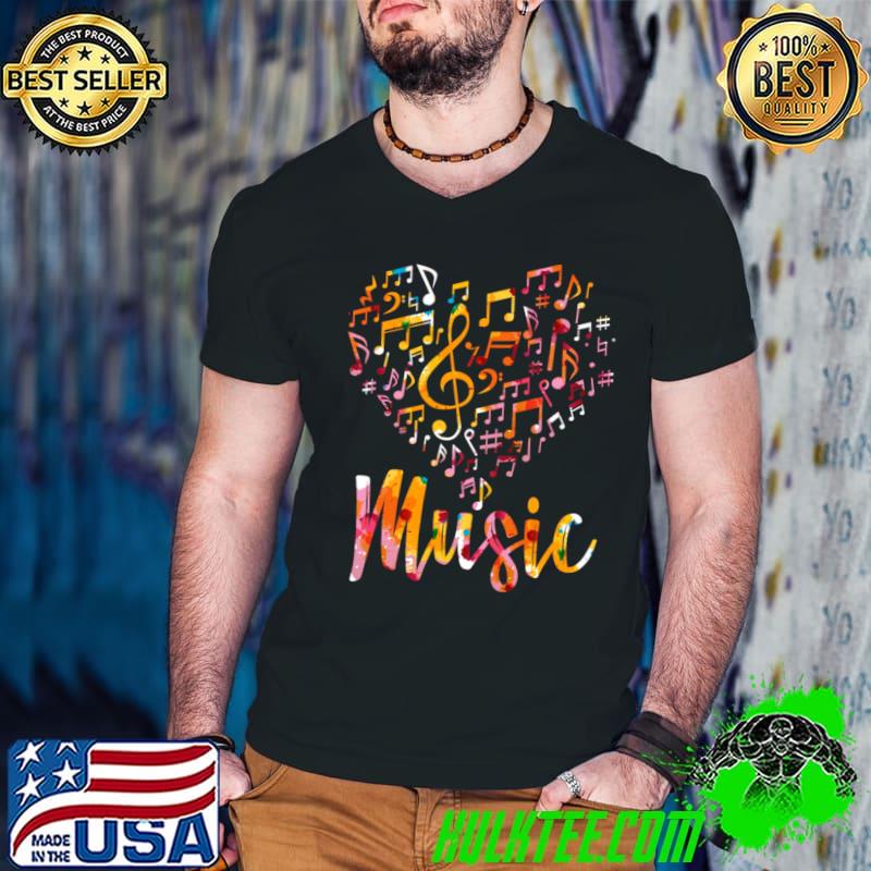 Musical Instrument Music Notes Treble Clef Watercolors T-Shirt