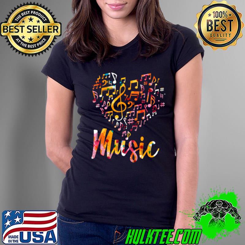Musical Instrument Music Notes Treble Clef Watercolors T-Shirt Ladies Tee Musical Instrument Music Notes Treble Clef Watercolors T-Shirt Ladies Tee