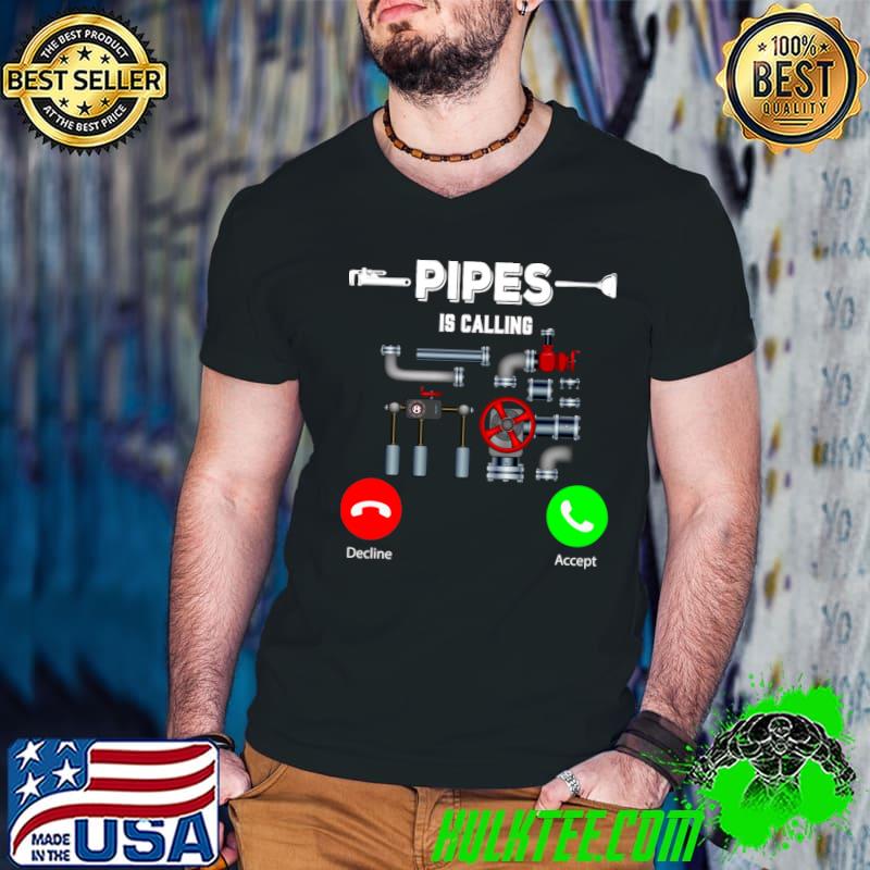 Pipes Is Calling Decline And Accept Plumber Plumbing T-Shirt Guys V Neck Pipes Is Calling Decline And Accept Plumber Plumbing T-Shirt Guys V Neck