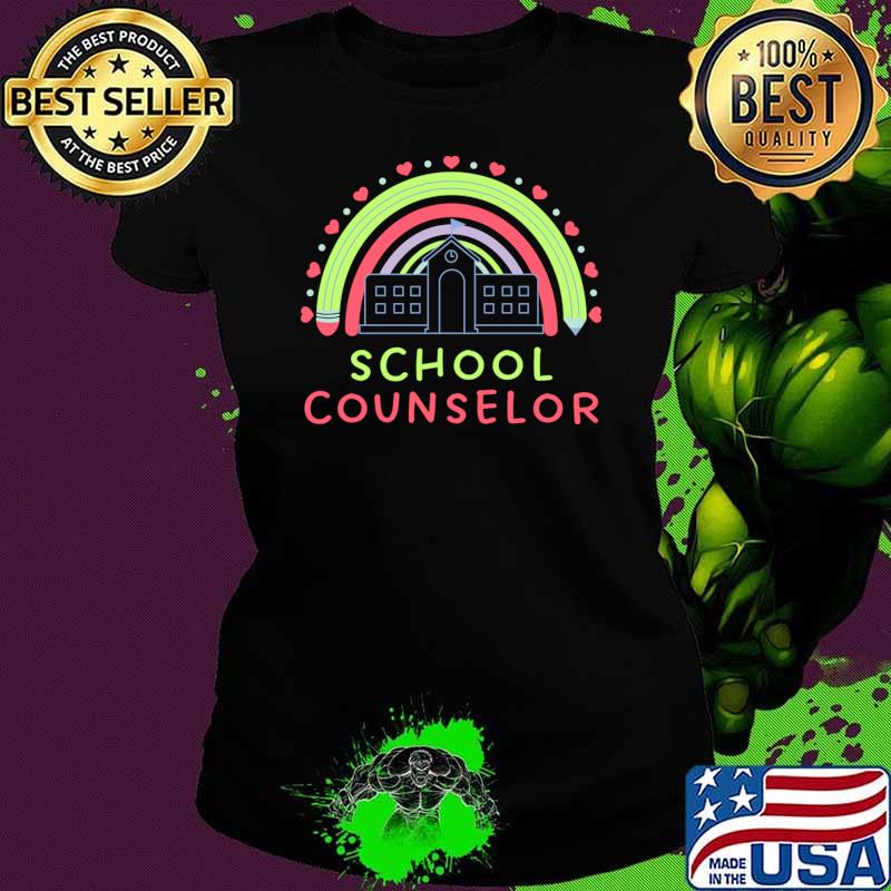 School Counselor School Rainbow Pencil Hearts T-Shirt