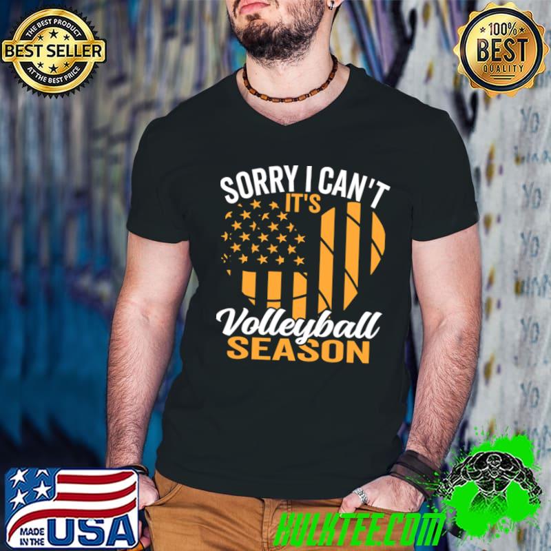 Sorry I Can't It's Volleyball Season Heart American Flag T-Shirt Guys V Neck Sorry I Can't It's Volleyball Season Heart American Flag T-Shirt Guys V Neck