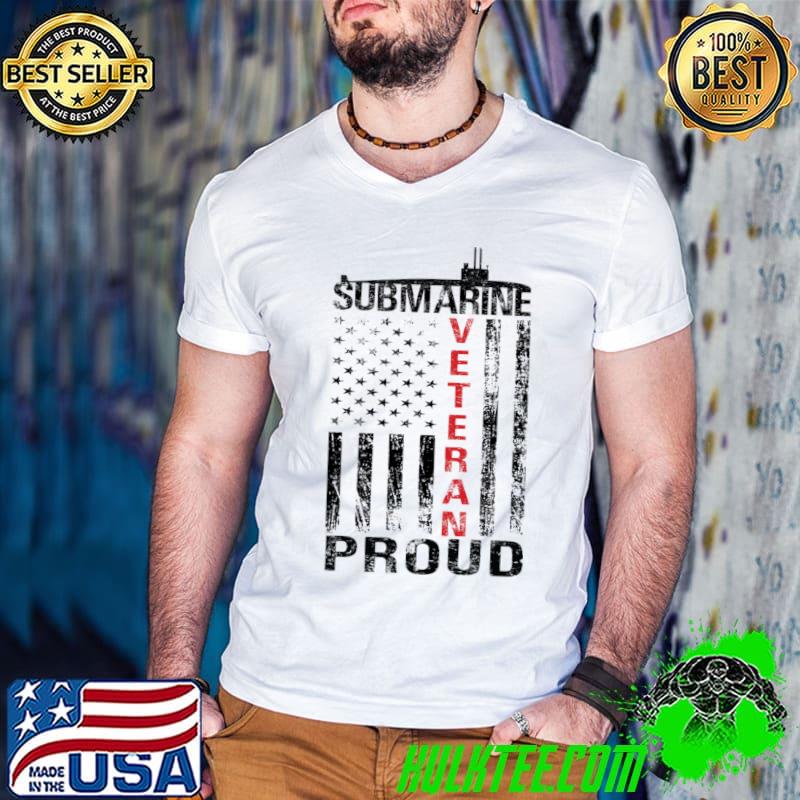 Submarine Veteran Proud Distressed Flag Blk T-Shirt