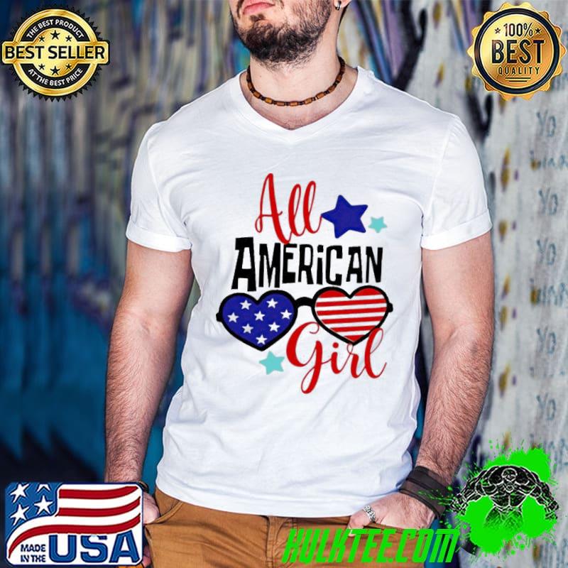 All American Girl American flag sunglasses 4th of July shirt