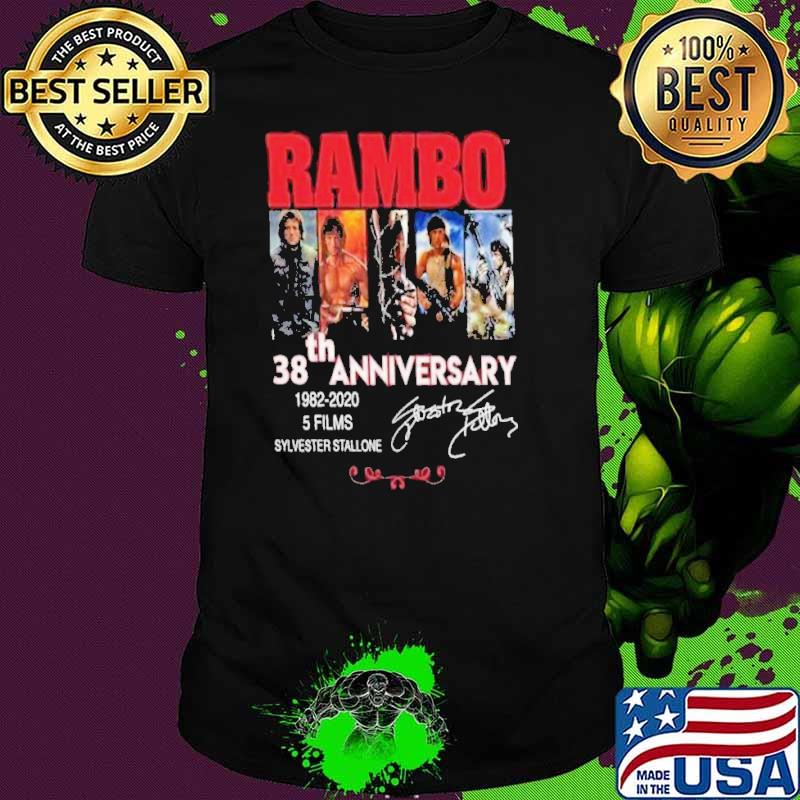Awesome rambo 38th anniversary 1982 2020 5 films sylvester stallone signature shirt