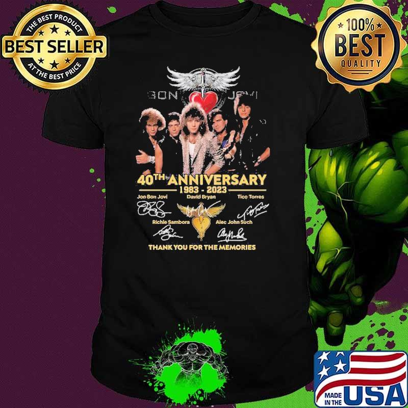 Best bon Jovi 40th anniversary 1983 2023 thank you for the memories signature shirt