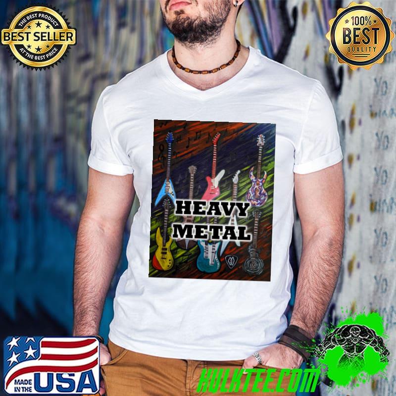 Funny heavy Metal Guitars Watercolor T-Shirt