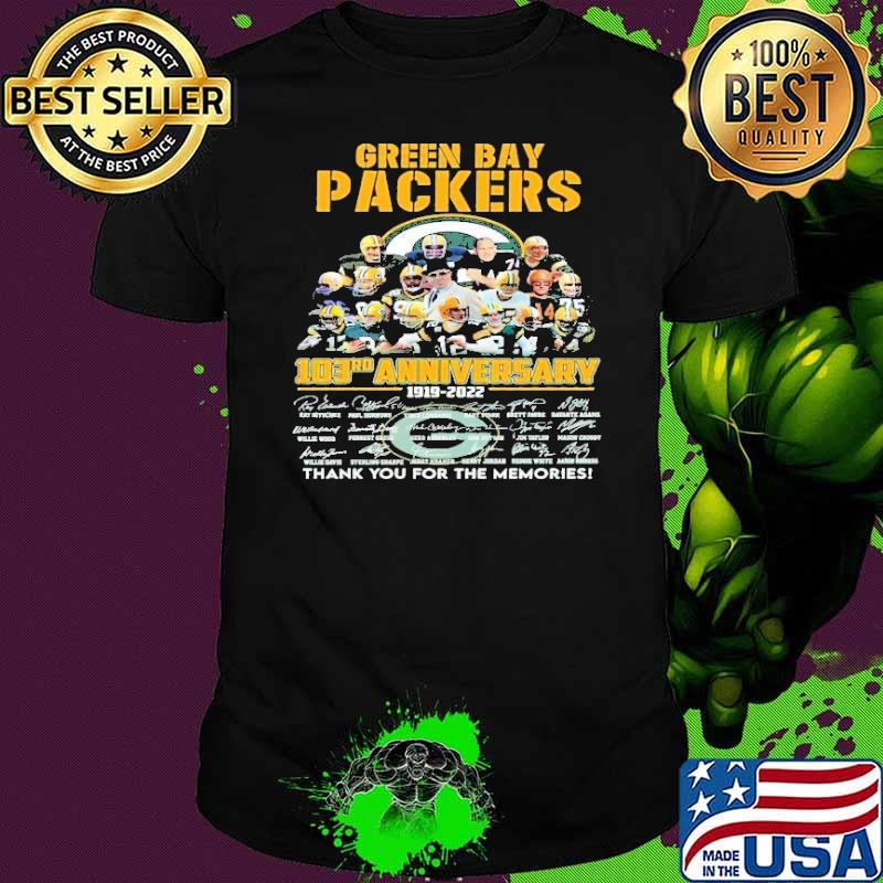 Green bay packers 103rd anniversary thank you for the memories signature shirt