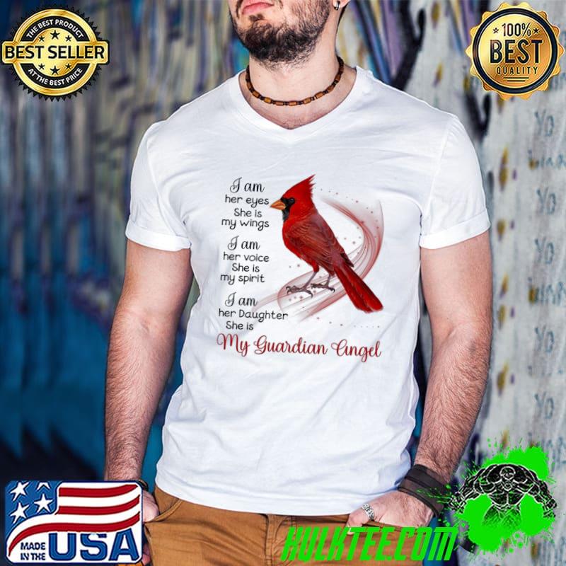 I am her eyes she is my wings i am her voice my guardian angel bird red shirt