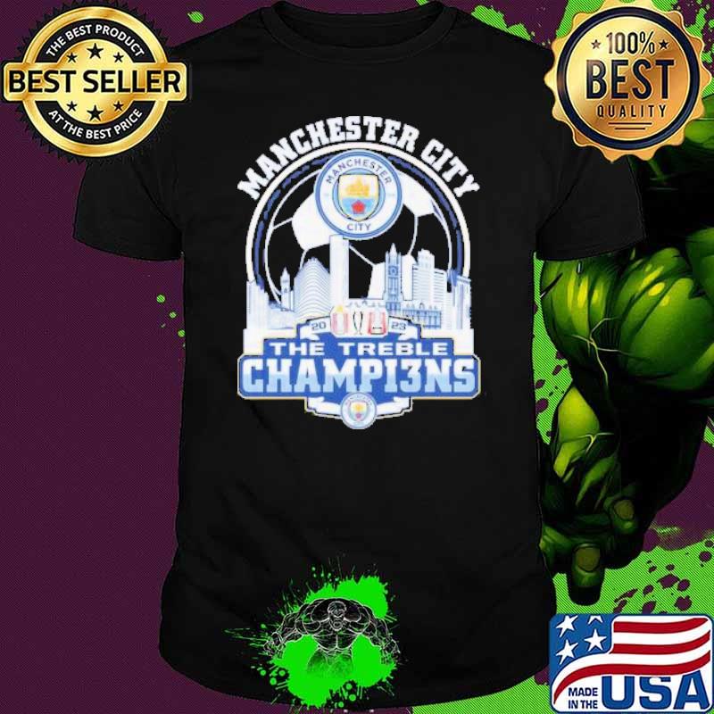 Manchester City Skyline 2023 The Treble Champions shirt