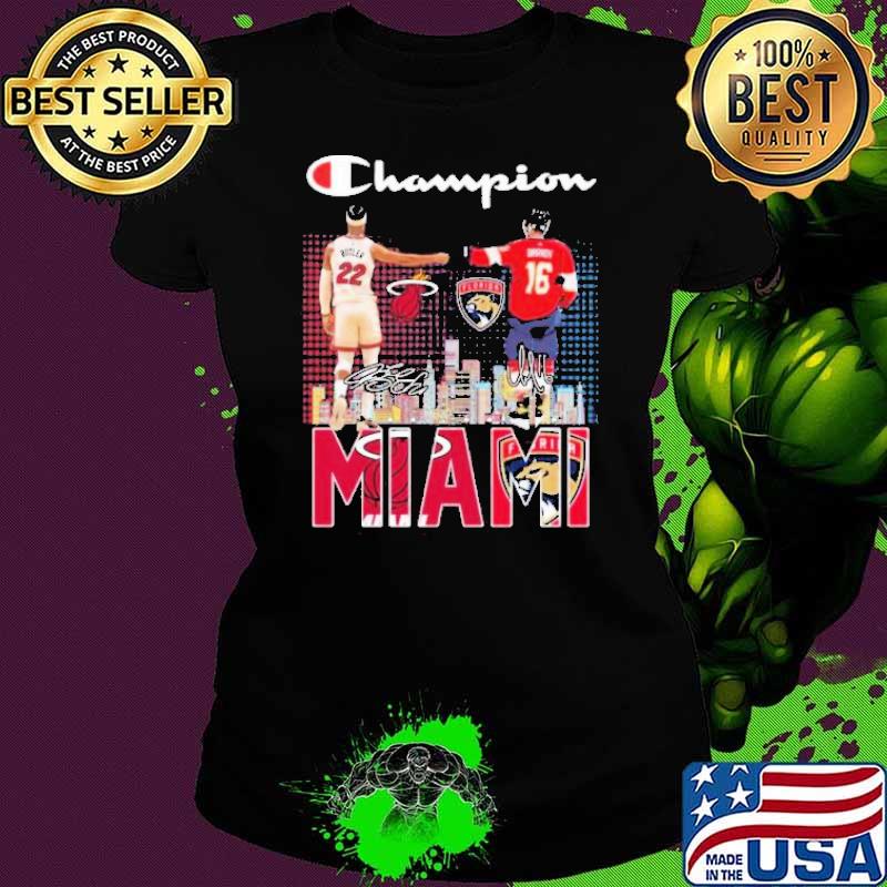 MiamI heat Florida panthers champions signatures fan photo shirt