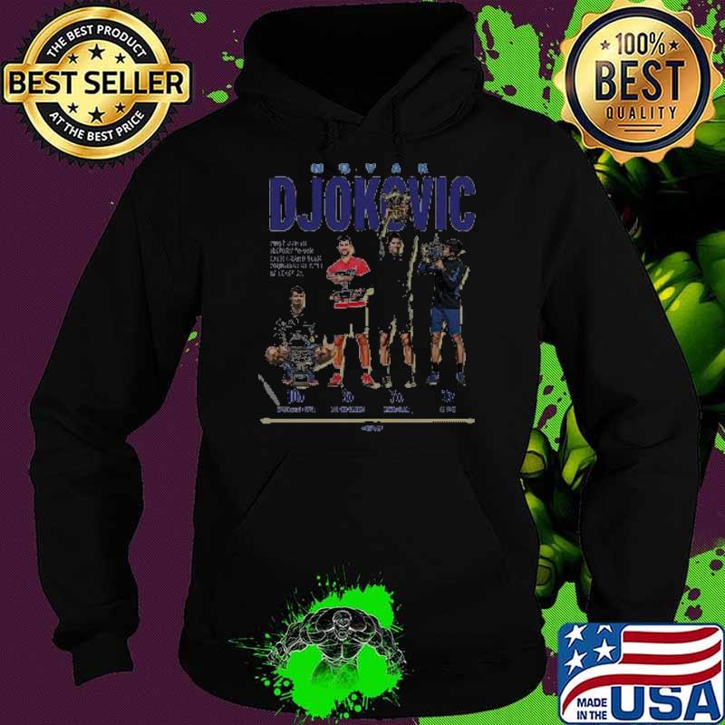 Novak Djokovic First Man In History To Win Each Grand Slam Tournament Title At Least 3 Times Shirt Hoodie Novak Djokovic First Man In History To Win Each Grand Slam Tournament Title At Least 3 Times Shirt Hoodie