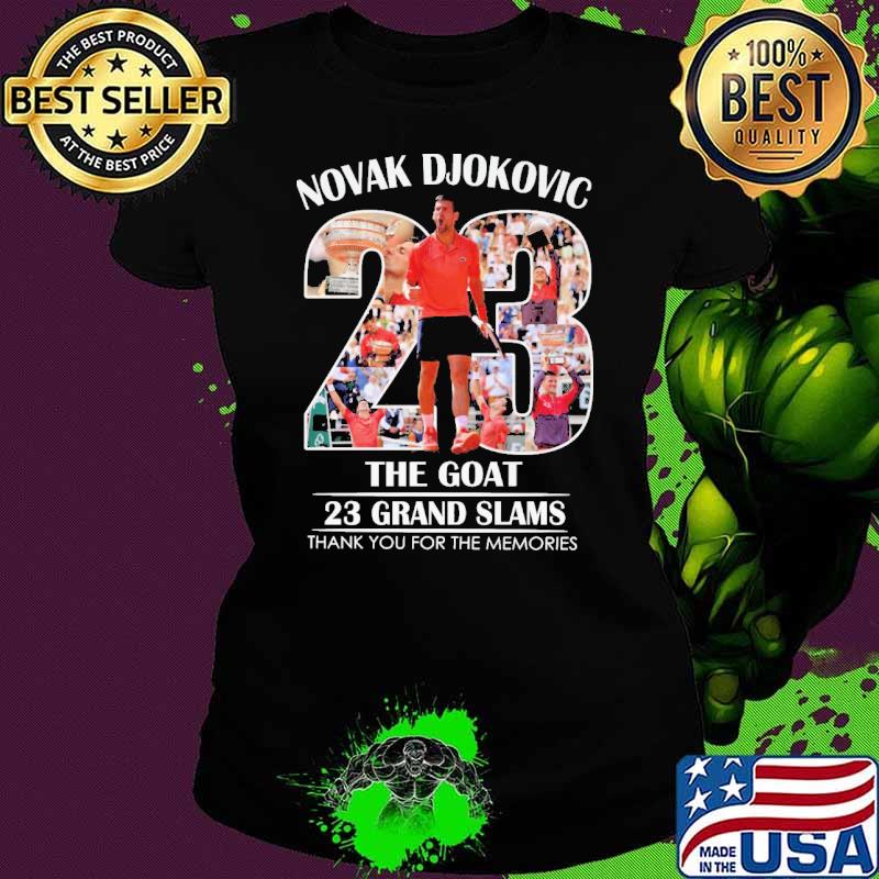 Novak Djokovic The Goat 23 Grand Slams Thank You For The Memories Shirt