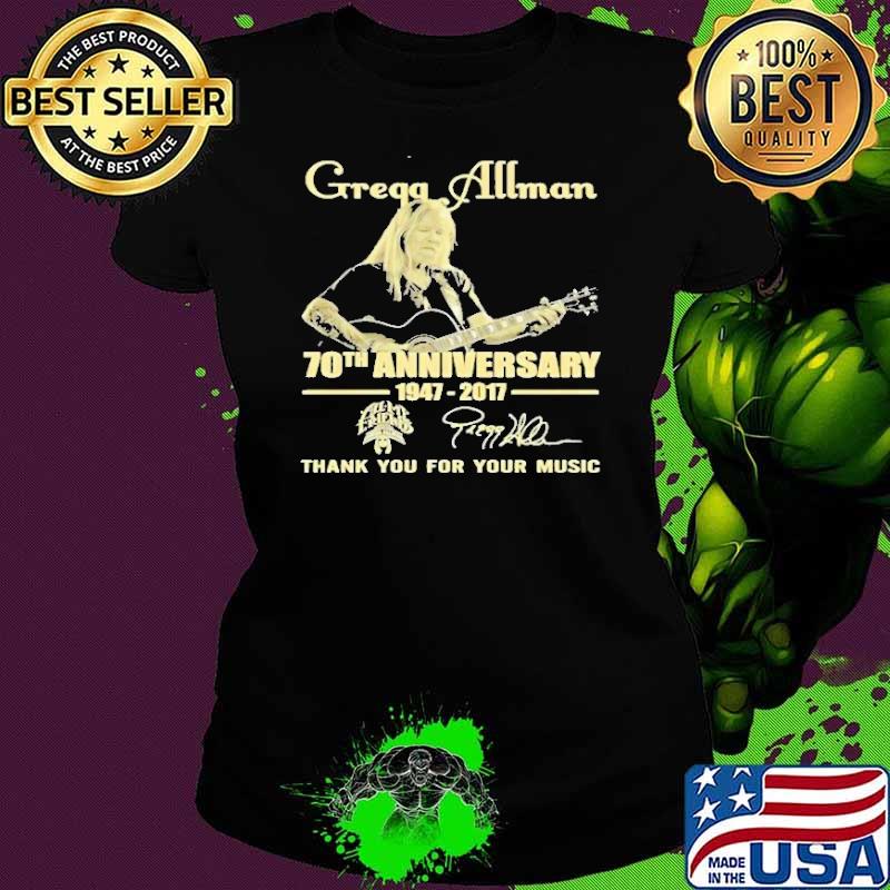 Official gregg allman 70th anniversary 1947 2017 thank you for the memories signature shirt