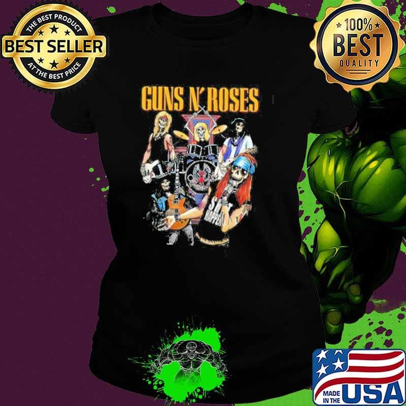 Official gun and roses rock band music skull shirt