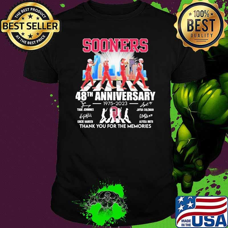 Oklahoma Sooners Abbey Road Sooners 48th Anniversary 1975 – 2023 Thank You For The Memories Signatures shirt