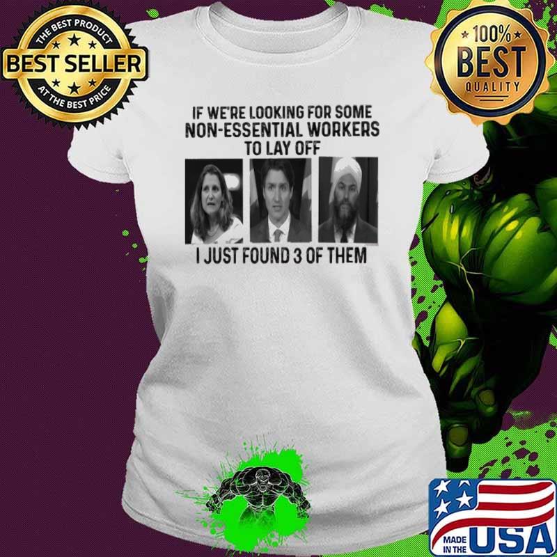 Original we're looking for some non-essential workers just found 3 people shirt