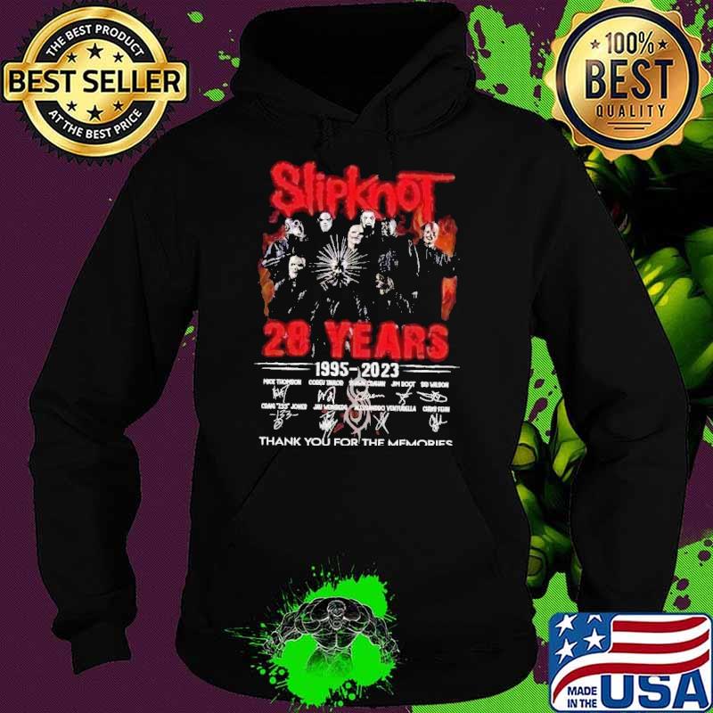 Slipknot 28 years 1995 2023 thank you for the memories signature s Hoodie Slipknot 28 years 1995 2023 thank you for the memories signature s Hoodie