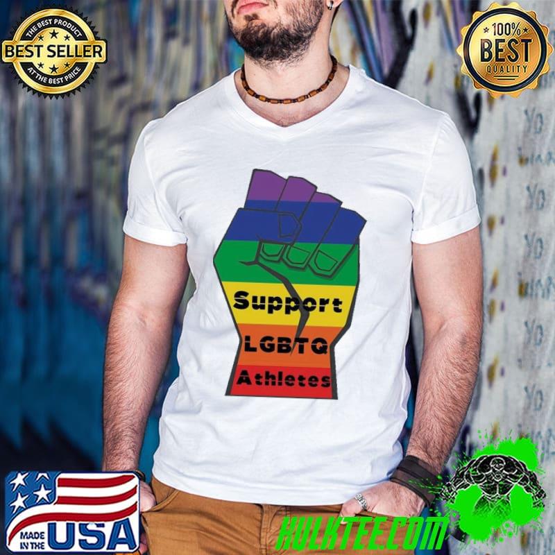 Support LGBTQ Athletes Strong Hand shirt