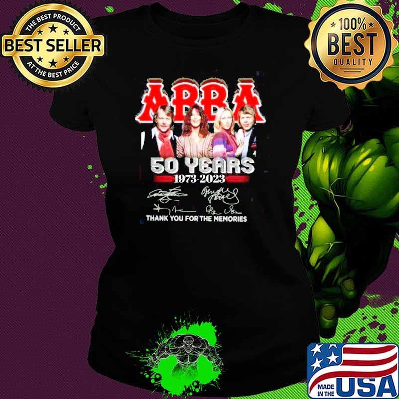 Top abba 50 years 1973 2023 thank you for the memories signature shirt