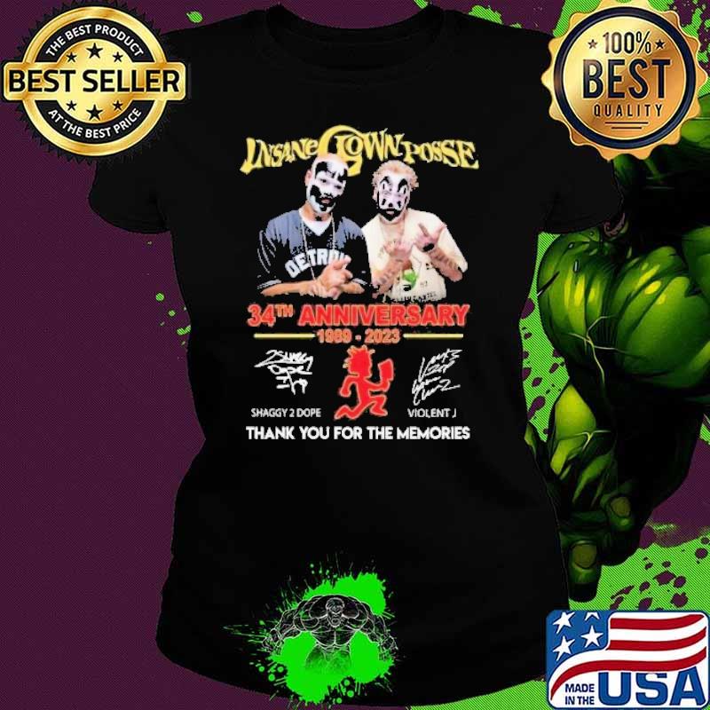 Top insane Clown Posse 34th Anniversary 1989-2023 Thank You For The Memories Signatures Shirt