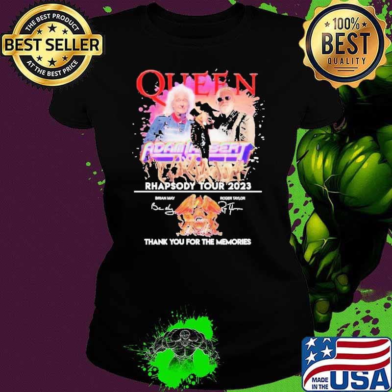 Top queen rhapsody tour 2023 thank you for the memories signature s Ladies tee Top queen rhapsody tour 2023 thank you for the memories signature s Ladies tee