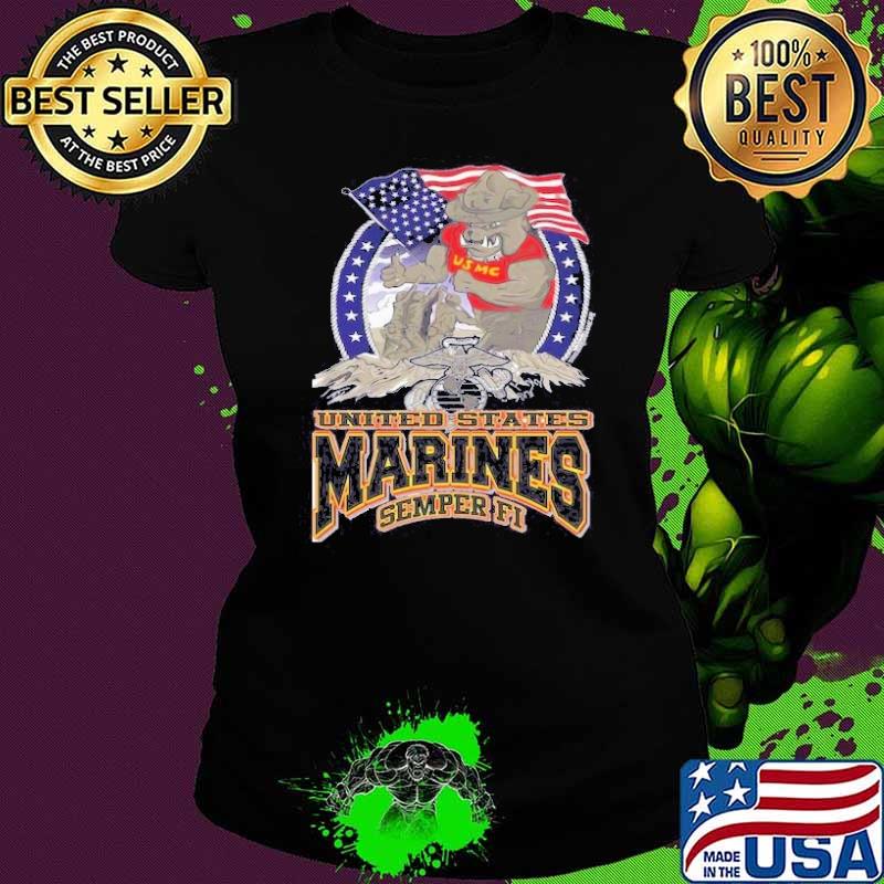 United states marines semper dog american flag shirt