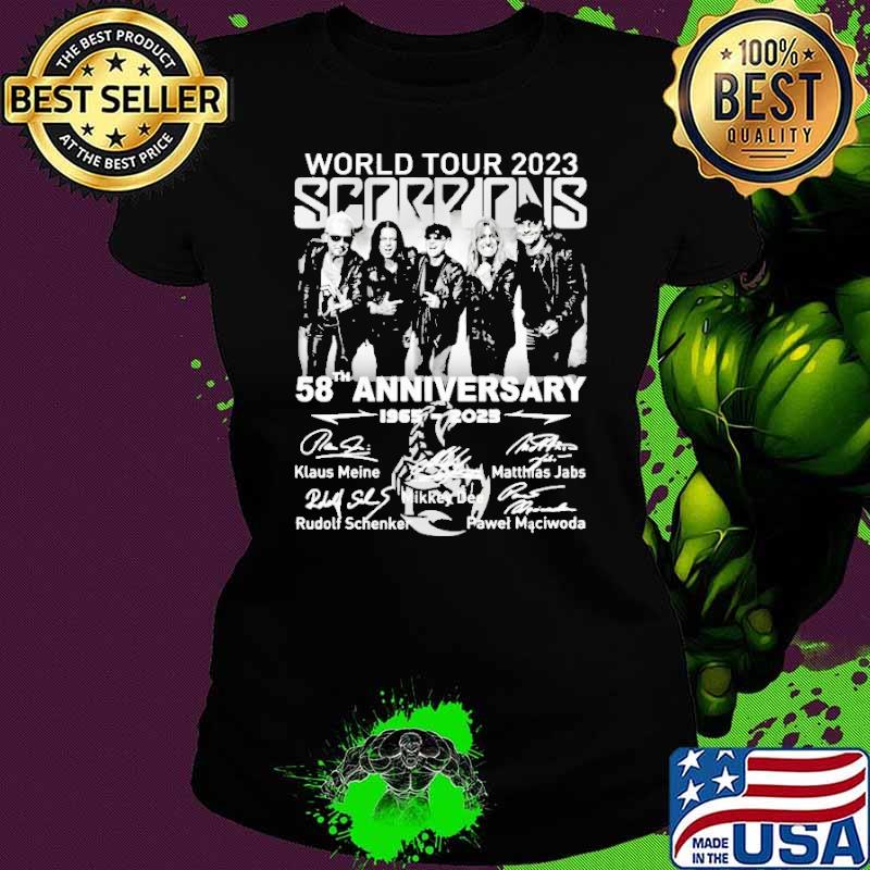 World tour 2023 Scorpions 58th anniversary 1965 2023 signature shirt World tour 2023 Scorpions 58th anniversary 1965 2023 signature shirt