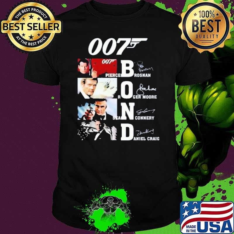 007 Bond Pierce Brosnan Roger Moore Sean Connery Daniel Craig signatures shirt