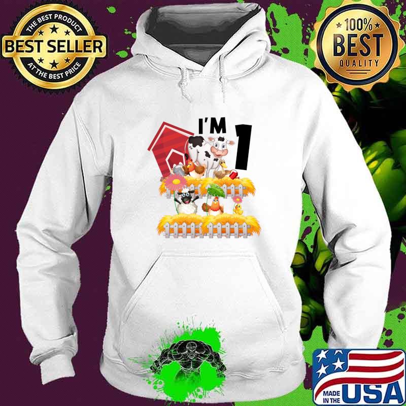 1st Birthday 1 Year Old Farm Theme Animals Birthday Cow T-Shirt Hoodie 1st Birthday 1 Year Old Farm Theme Animals Birthday Cow T-Shirt Hoodie