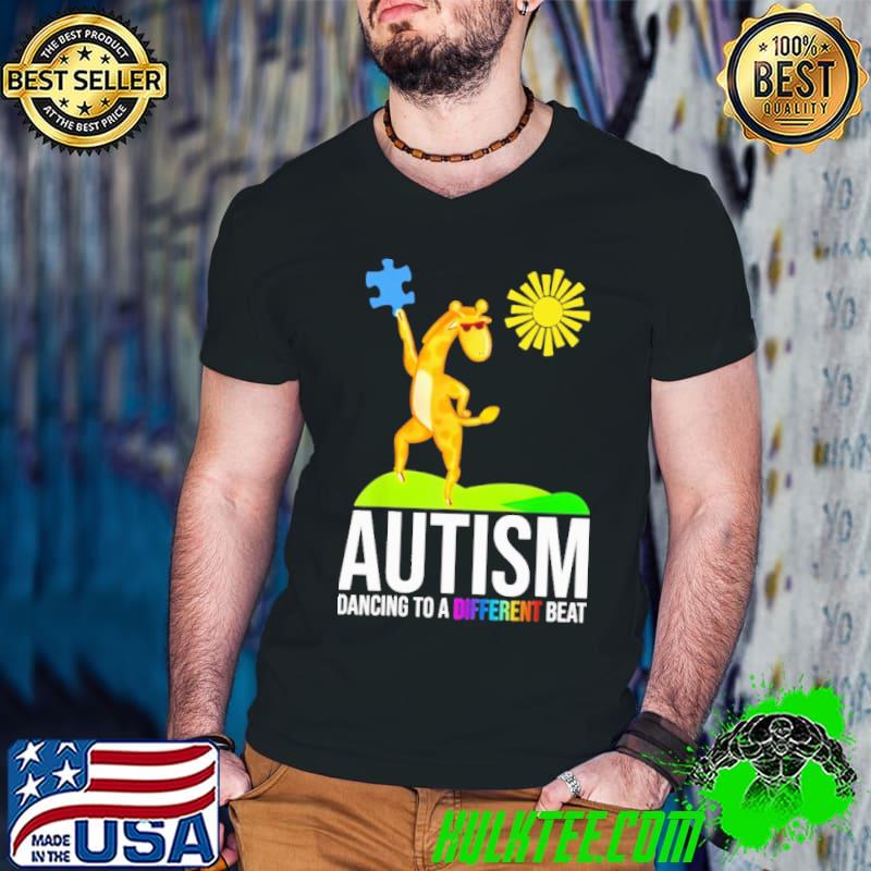 Autism dacing to be a different beat giraffe shirt