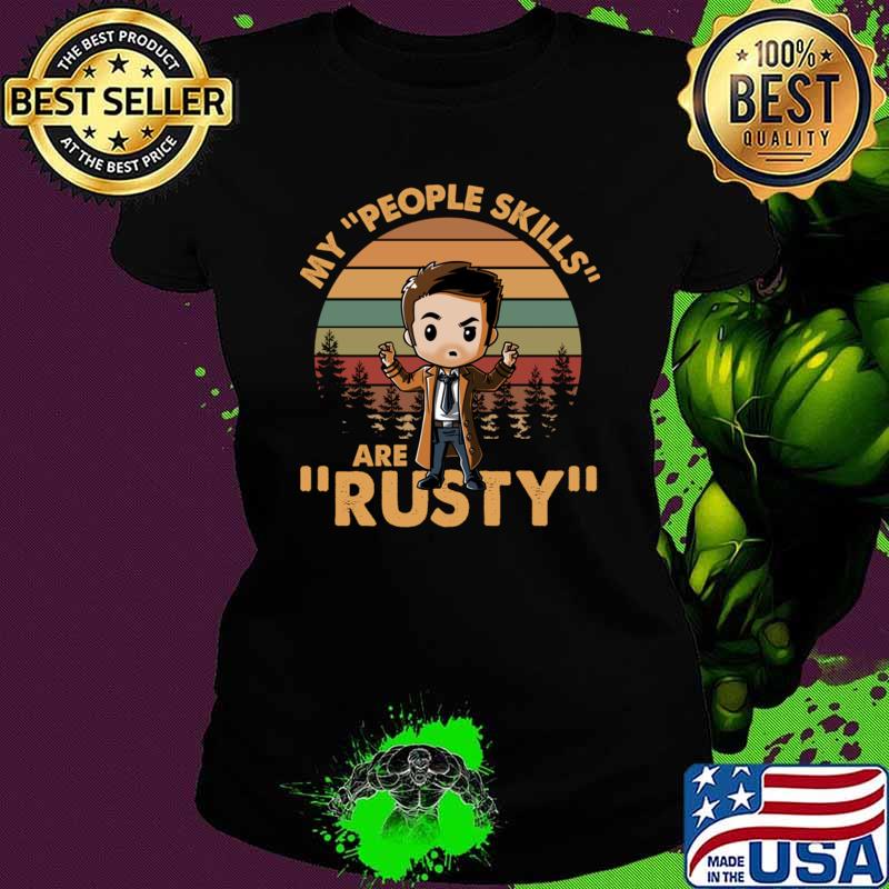 Castiel Supernatural My People Skills Are Rusty Cartoon Vintage T-Shirt Castiel Supernatural My People Skills Are Rusty Cartoon Vintage T-Shirt