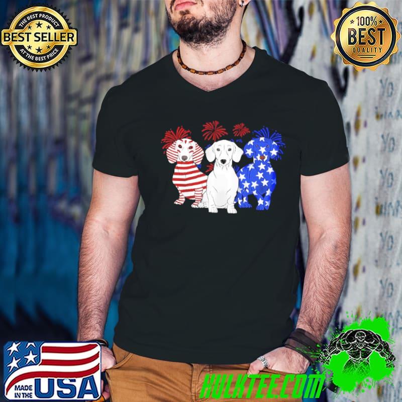 Dachshund Flag American Fireworks 4th Of July shirt