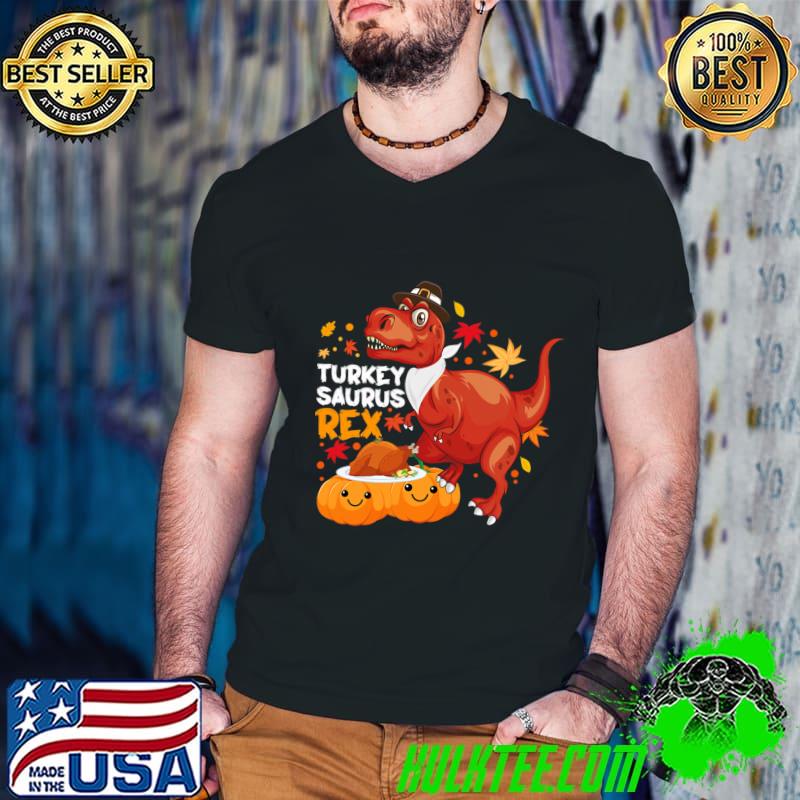 Dinosaur thanksgiving boys turkey saurus t rex pumpkins T-Shirt