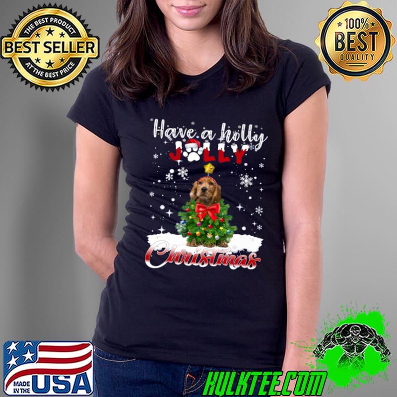 English Cocker Spaniel Have A Holly Jolly Christmas T-Shirt Ladies Tee English Cocker Spaniel Have A Holly Jolly Christmas T-Shirt Ladies Tee