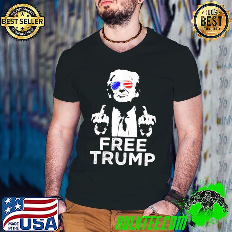 Fucking Free Trump Donald Trump 2024 Sunglasses American Flag shirt