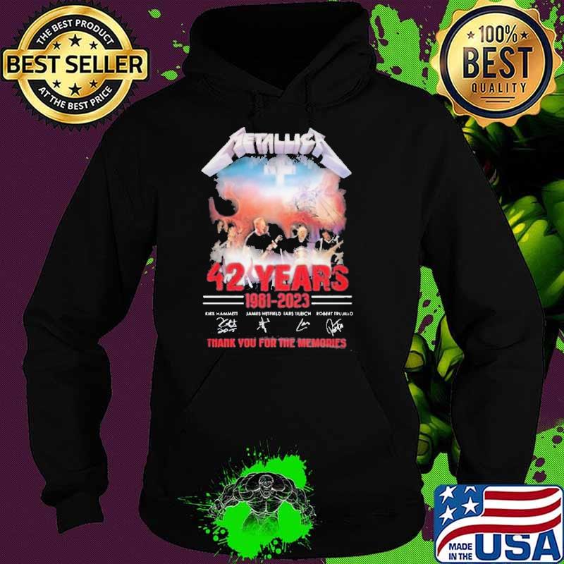 Funny metallica 42 years 1981 2023 thank you for the memories signature s Hoodie Funny metallica 42 years 1981 2023 thank you for the memories signature s Hoodie