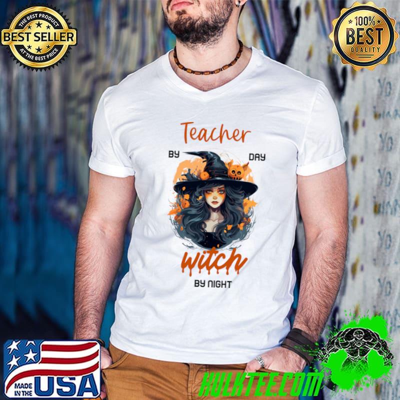 Halloween Teacher by day witch by night T-Shirt Guys V Neck Halloween Teacher by day witch by night T-Shirt Guys V Neck