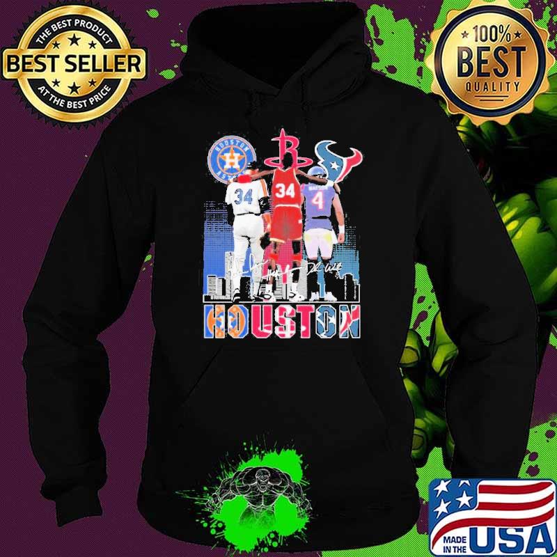 Houston Texans Deshaun Watson Houston Rockets Hakeem Olajuwon Houston Astros Nolan Ryan city signatures s Hoodie Houston Texans Deshaun Watson Houston Rockets Hakeem Olajuwon Houston Astros Nolan Ryan city signatures s Hoodie