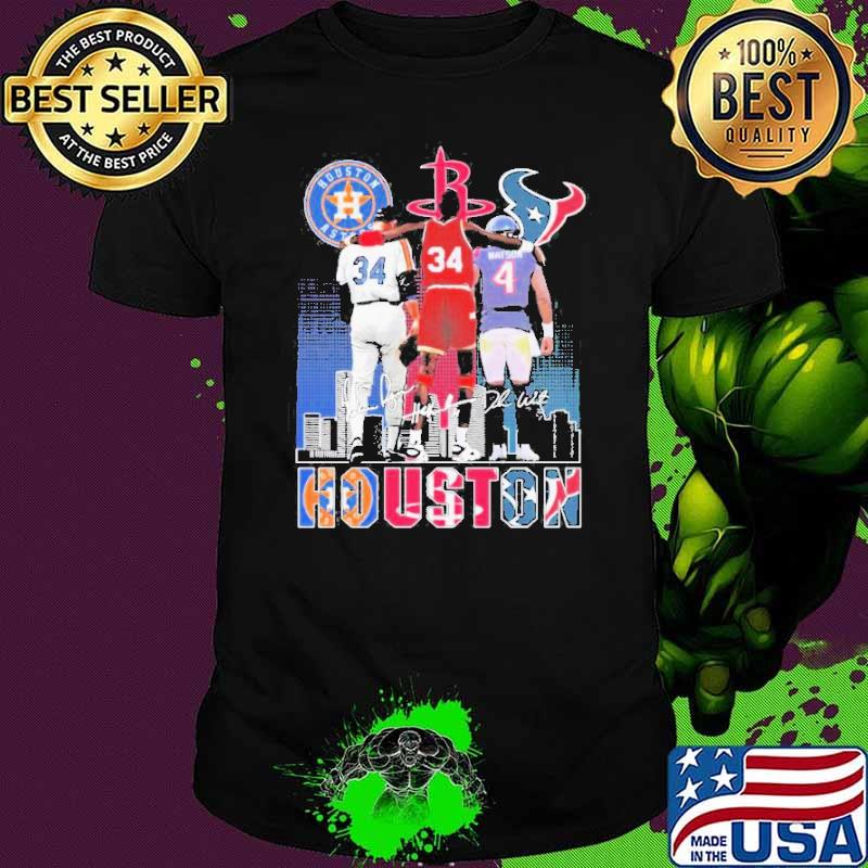 Houston Texans Deshaun Watson Houston Rockets Hakeem Olajuwon Houston Astros Nolan Ryan city signatures s Unisex Houston Texans Deshaun Watson Houston Rockets Hakeem Olajuwon Houston Astros Nolan Ryan city signatures s Unisex