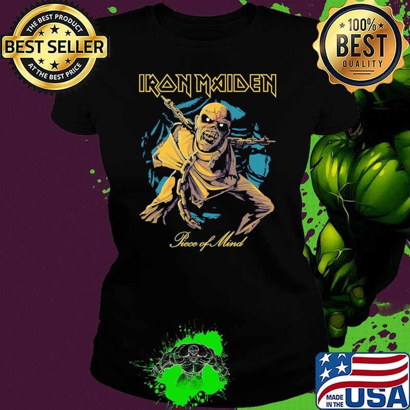 Iron Maiden Piece of Mind Gold Eddie Navy Shirt