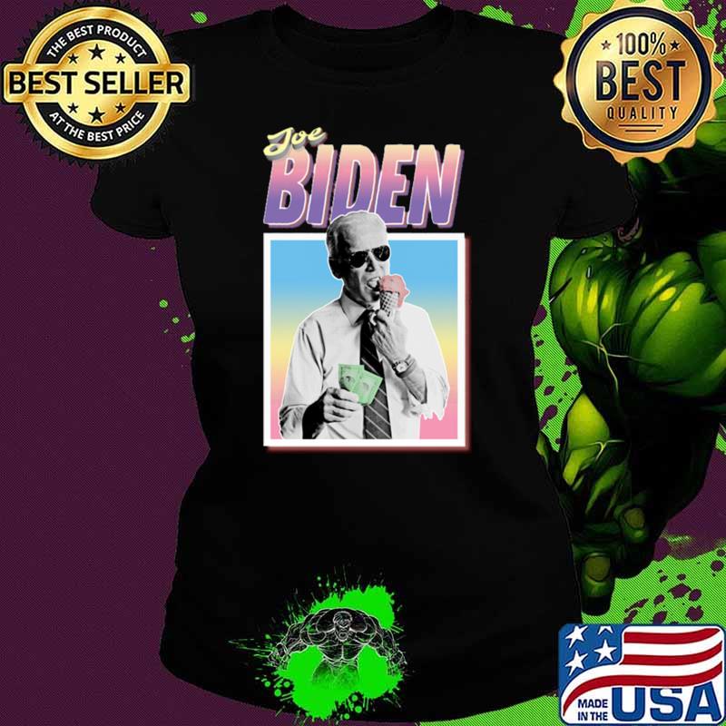 Joe Biden Eat Ice Cream Holding Money President Hipster Statement T-Shirt