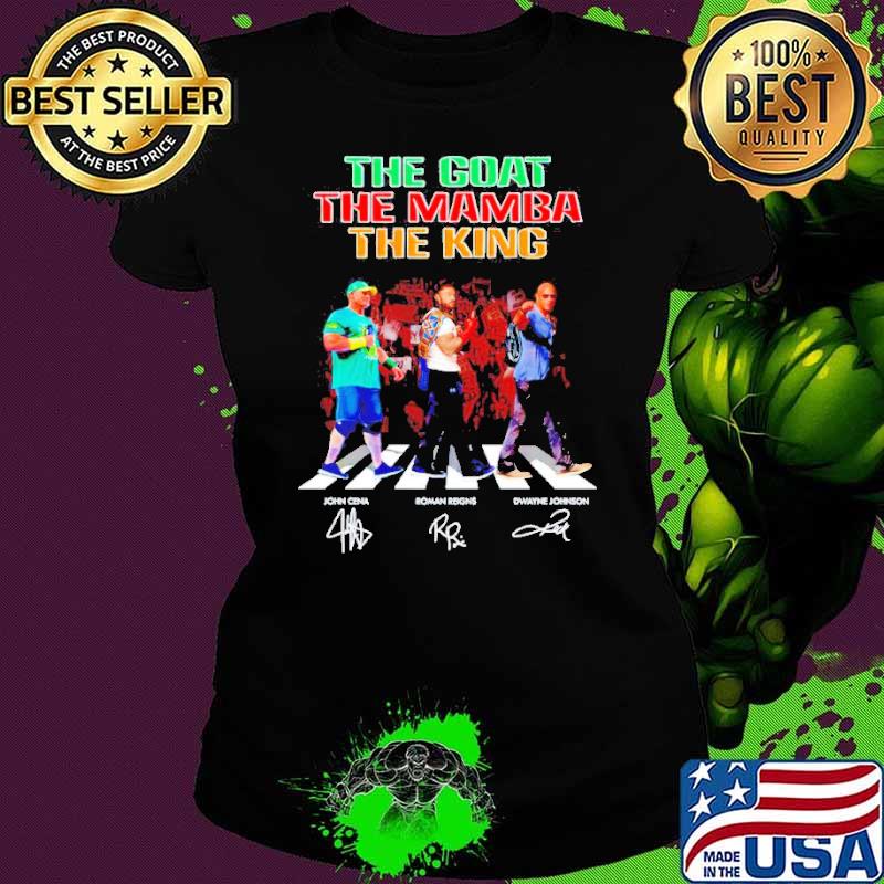 John Cena The Goat Roman Reigns The Mamba and Dwayne Johnson abbey road signatures shirt