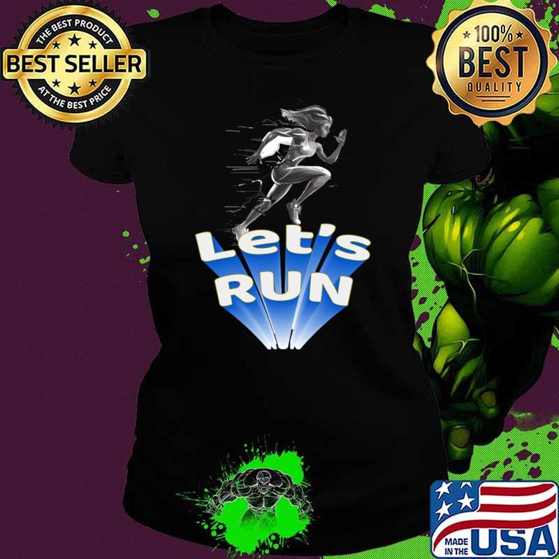 Let's Run Girl White Gold and Blue T-Shirt