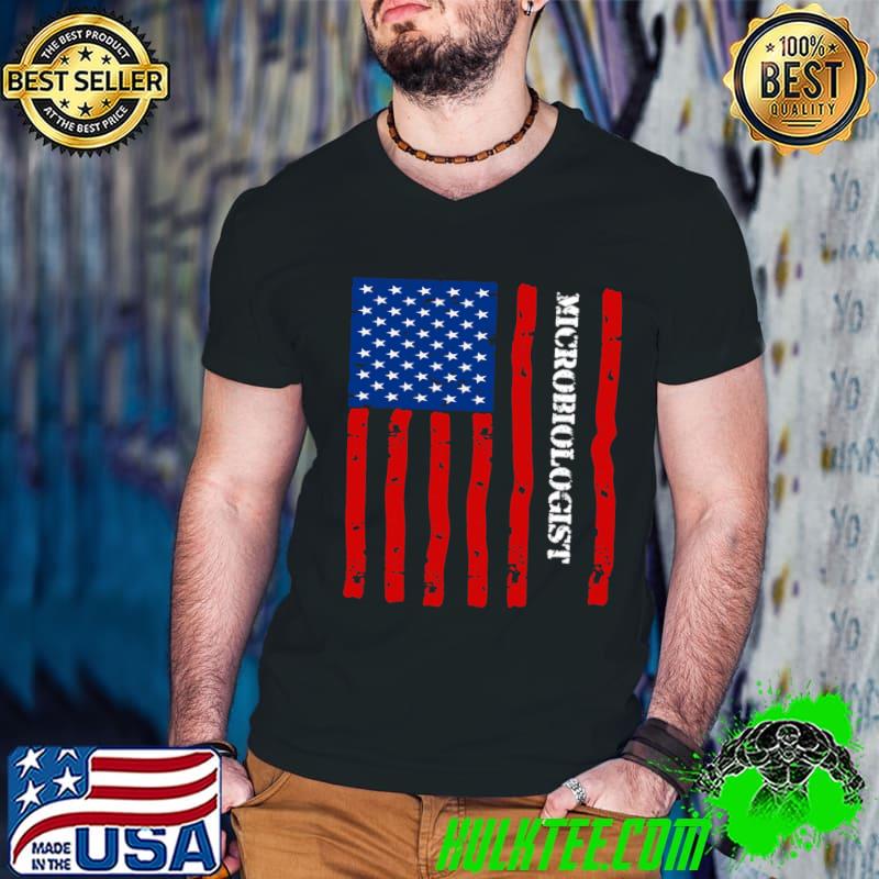 Microbiologist Accessories Things Stuff USA Flag T-Shirt