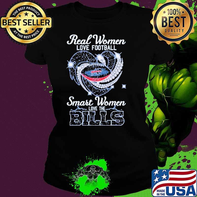 Never underestimate a woman who understands football and loves Bills heart diamond shirt