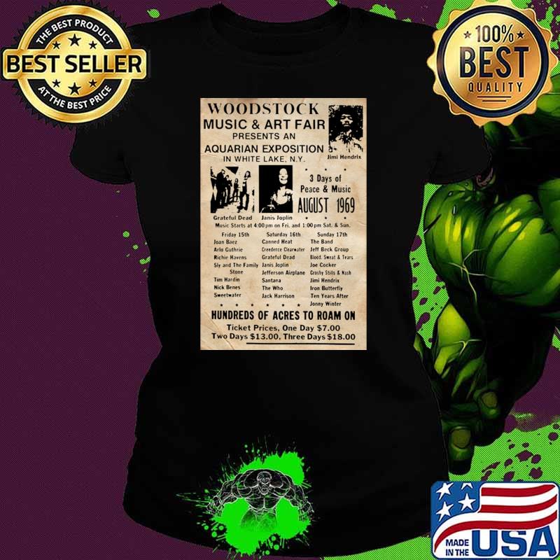 Nice woodstock Music And Art Fair Aquarian Exposition 1969 Rainbow Poster T-Shirt