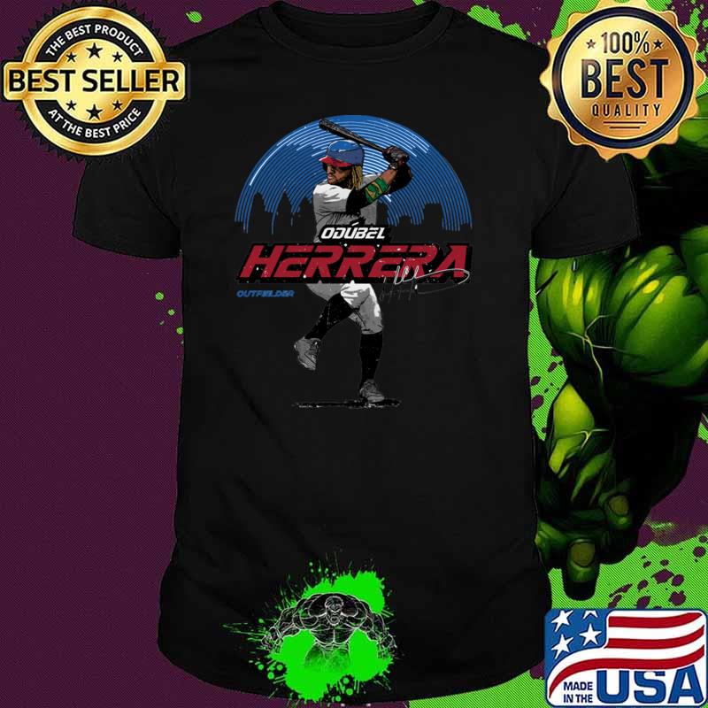 Official odubel Herrera Philadelphia Skyline Signature T-Shirt